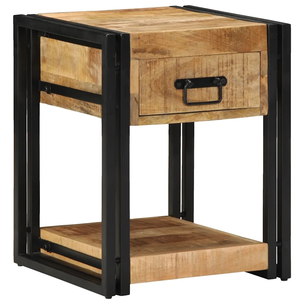 Comodini 2 pz-Set di 2 Tavolino da notte 40x40x50 cm in Legno Massello di Mango Grezzo