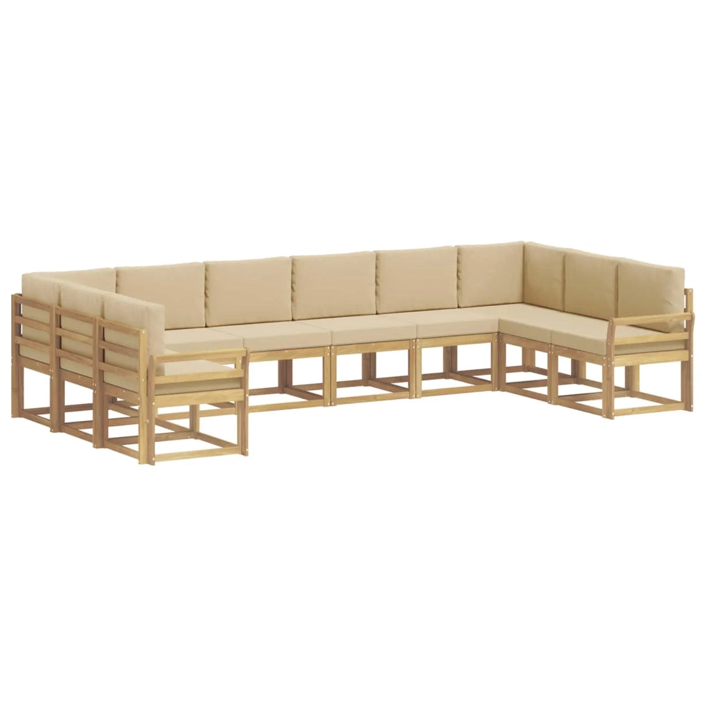 Set di divani da esterno 10 pz Bianco e Beige 3388292
