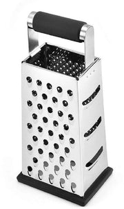 Raspia verticale a quattro facce in acciaio inossidabile per verdure, meloni, formaggi e patate, con manico antiscivolo.