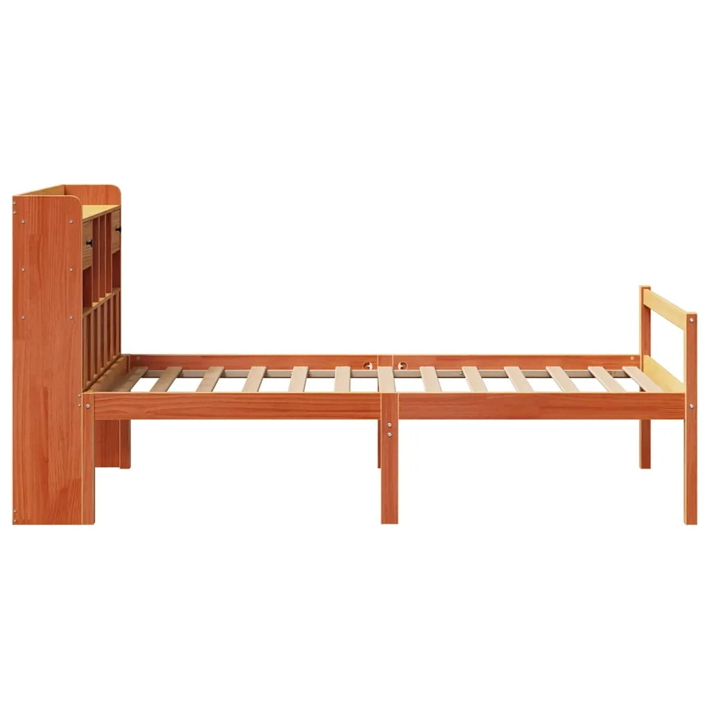 Letto singolo | Letto per adulti | Letto Libreria senza Materasso Marrone Cera 75x190 cm in Pino