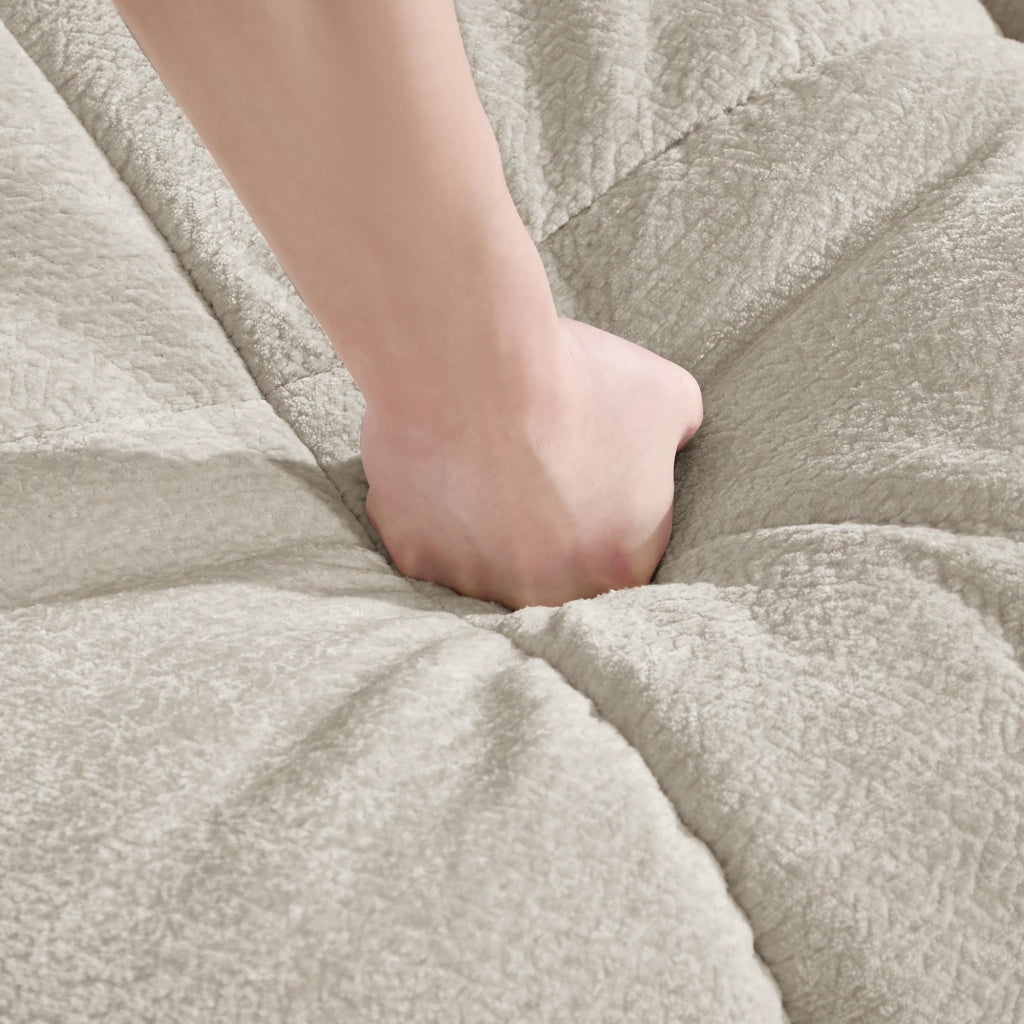 Divano dritto modulare 2 posti in ciniglia con seduta imbottita e schienale ergonomico verde kaki chiaro