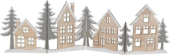 Decorazione per Tavolo Decorativa a forma di Città di Natale - Inclinabile - 60 x 16 cm - Decorazione di Natale - Decorazione per Tavolo - Silhouette della Città di Natale