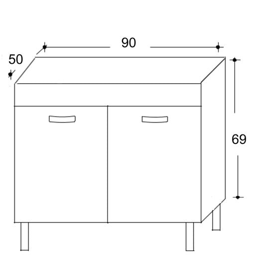 Mobile Sottolavello da Cucina 90x50x69 cm con 2 Ante in Nobilitato Bianco Opaco