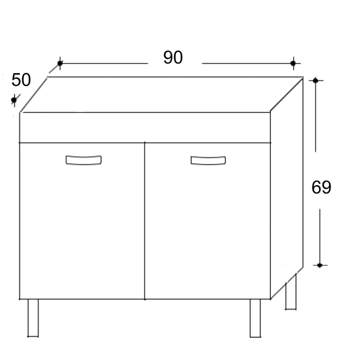 Mobile Sottolavello da Cucina 90x50x69 cm con 2 Ante in Nobilitato Teak
