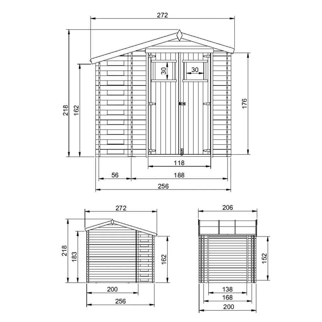 Casetta da Giardino in Legno con Legnaia da Esterno - 3,53 m2 + 0,97 m2 - TIMBELA M386+M386G