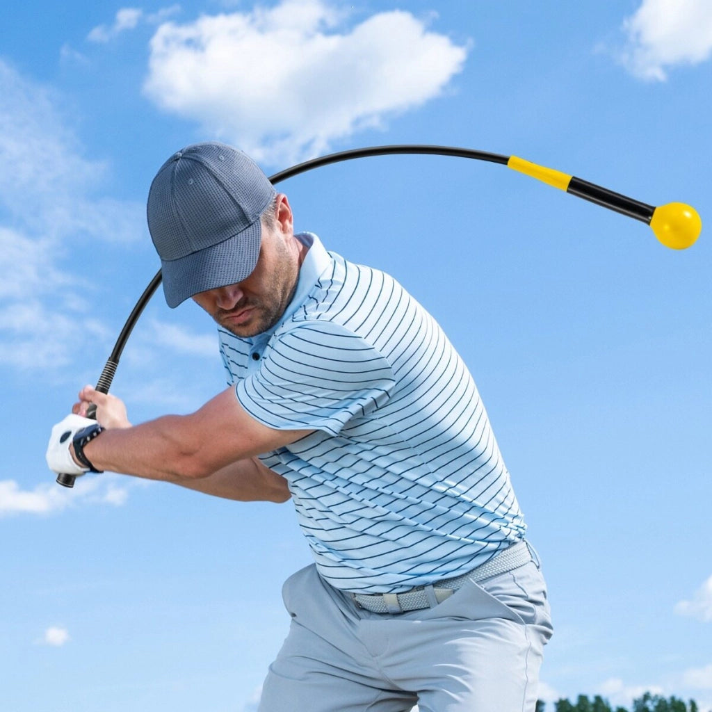 Set di 2 allenatore per swing golf bastone testa ponderata impugnatura, Allenatore per swing golf aiuto movimento golf Giallo