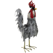 Figura decoración gallo de metal gris 41x16x54h cm