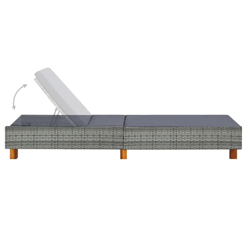 Lettino Prendisole con Cuscino in Polyrattan Grigio cod mxl 23076