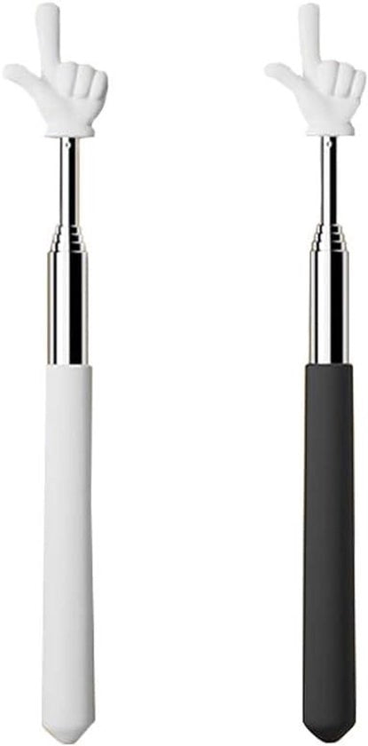 Due stecchi di indicazione retrattili per classe e interazione personale - indicatore e dita telescopiche in nero/bianco.