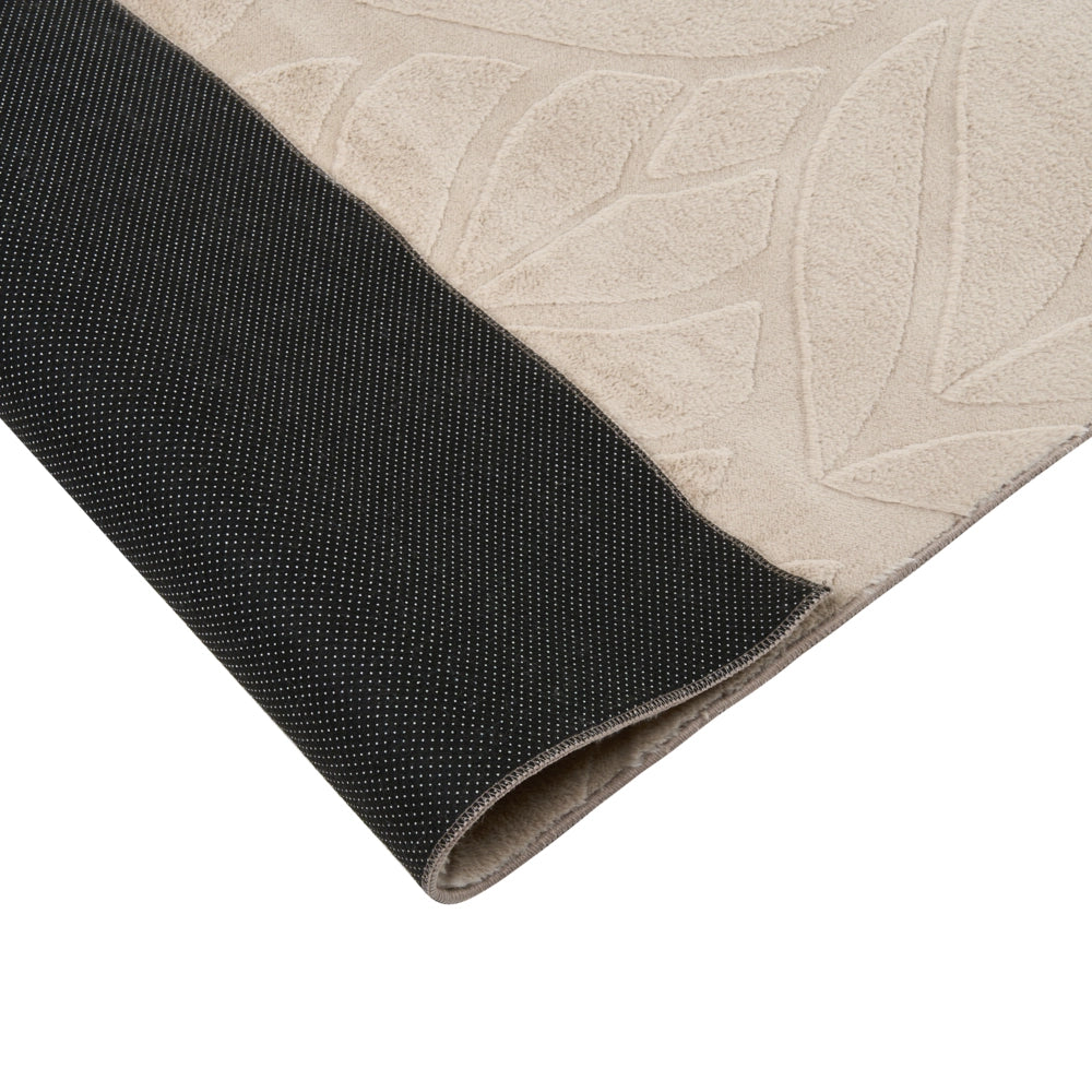 Tappeto da corridoio in pelliccia sintetica di coniglio beige in poliestere, 80 x 300 cm, rotondo, morbido, a pelo lungo, motivo a foglie