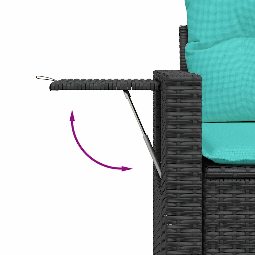 Set Divani da Giardino 9 pz con Cuscini Nero in Polyrattan