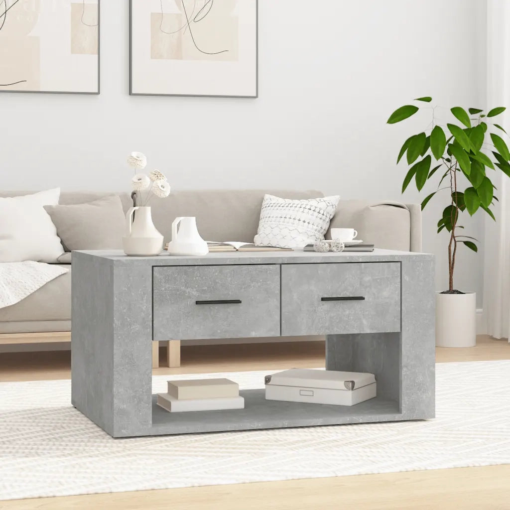 Tavolino da Salotto Grigio Cemento 80x50x40cm Legno Multistrato 816532
