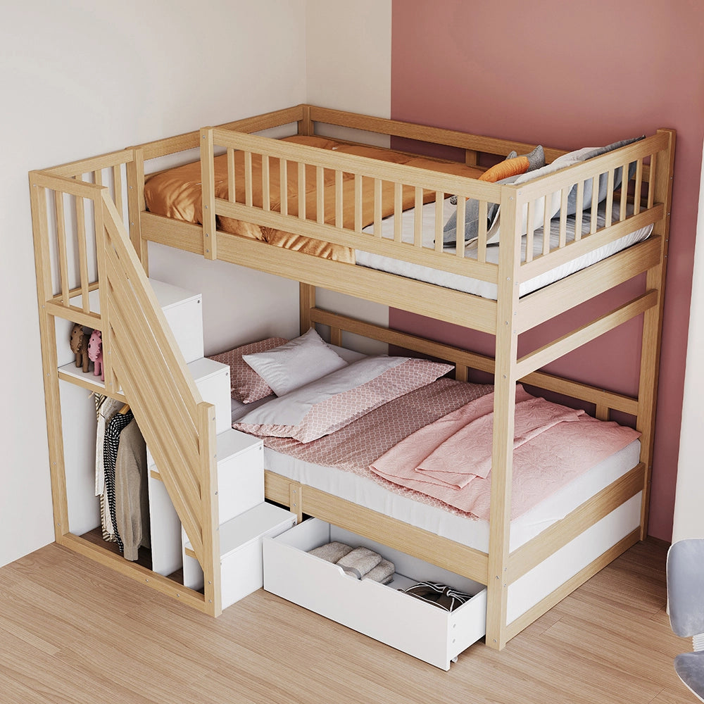 Letto a castello massello - Xylo - 90x200cm legno, cassetti sicurezza