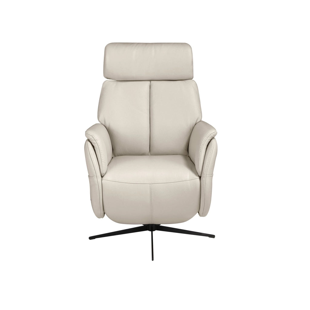 Poltrona relax girevole in pelle grigio perla