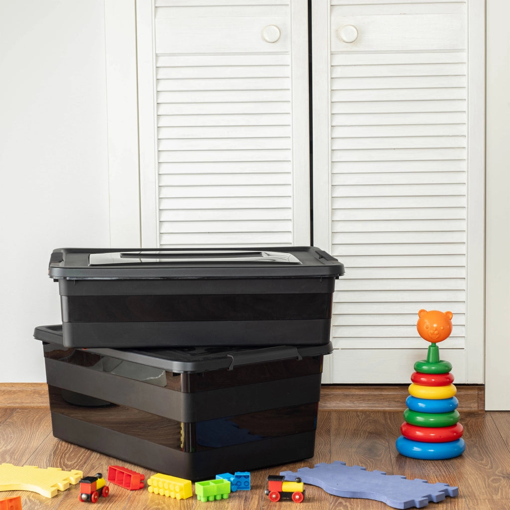 Organizzatore per giocattoli in plastica KADAX da 55 litri con coperchio