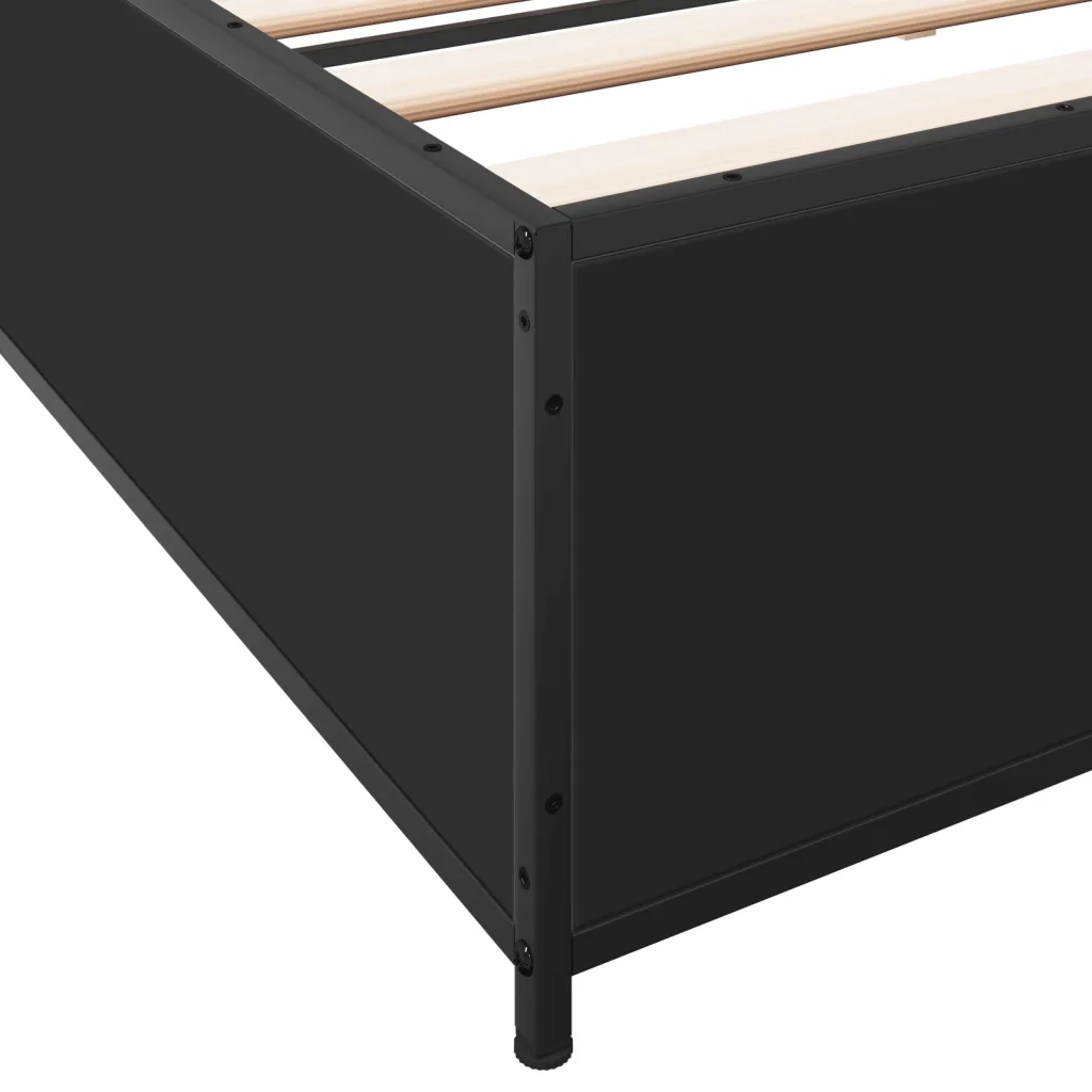 Giroletto Nero 160x200 cm in Legno Multistrato e Metallo