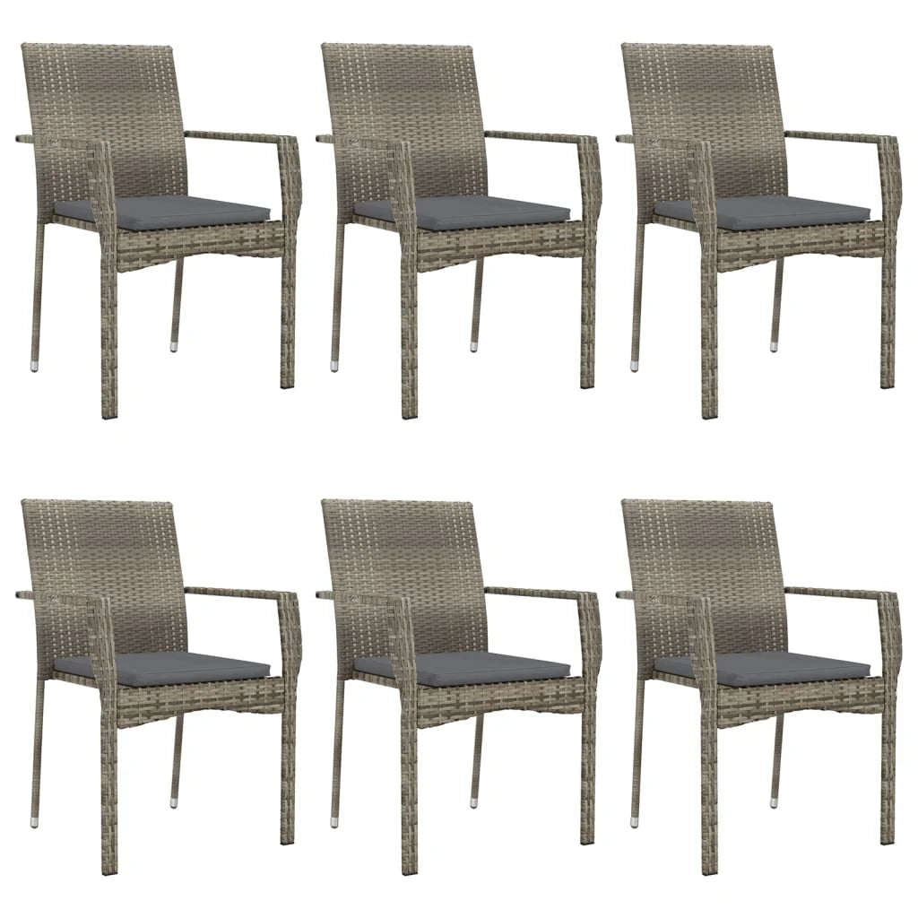 Set da pranzo da giardino in rattan nero e grigio da 7 pezzi con cuscini 02_0014907