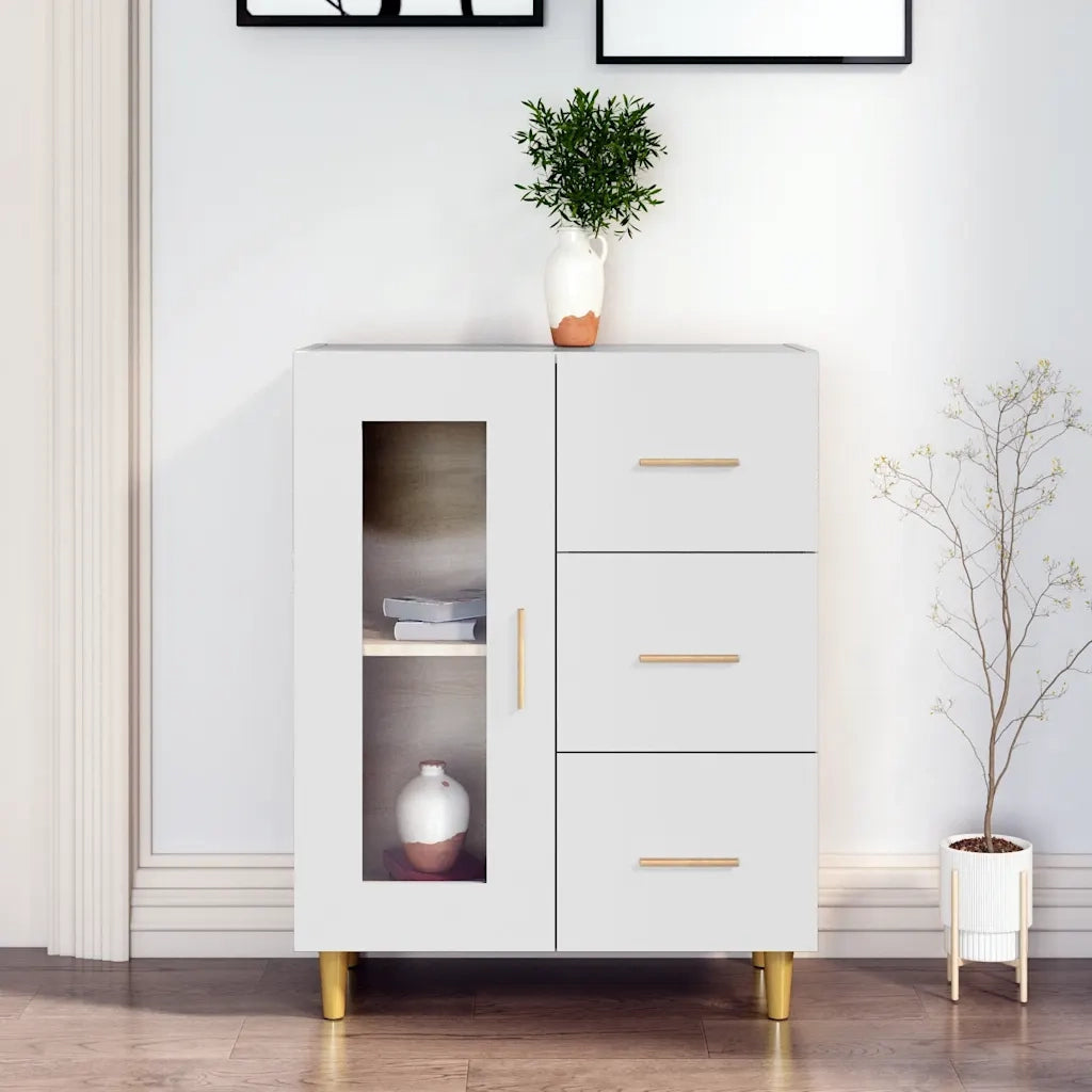 Credenza | Madia | Buffet da pranzo | Armadio da pranzo Bianca 69,5x34x90 cm in Legno Multistrato