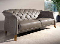 Divano Chester 2 posti in pelle grigia