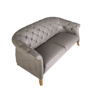 Divano Chester 2 posti in pelle grigia