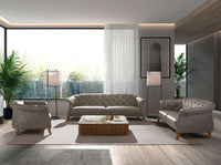 Divano Chester 2 posti in pelle grigia