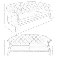 Divano Chester 2 posti in pelle grigia