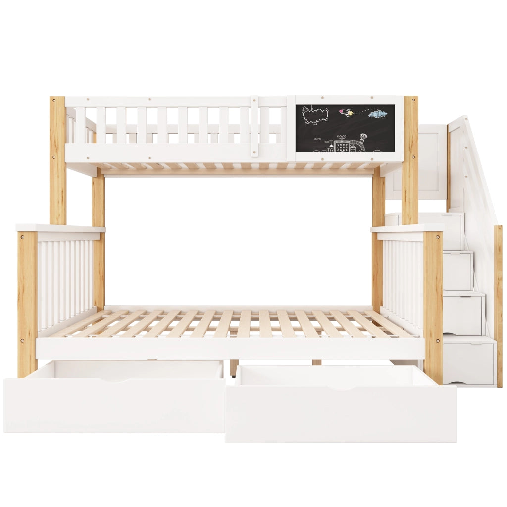 LETTO a castello multifunzionale 90x200+140x200 Bianco e Rovere chiaro