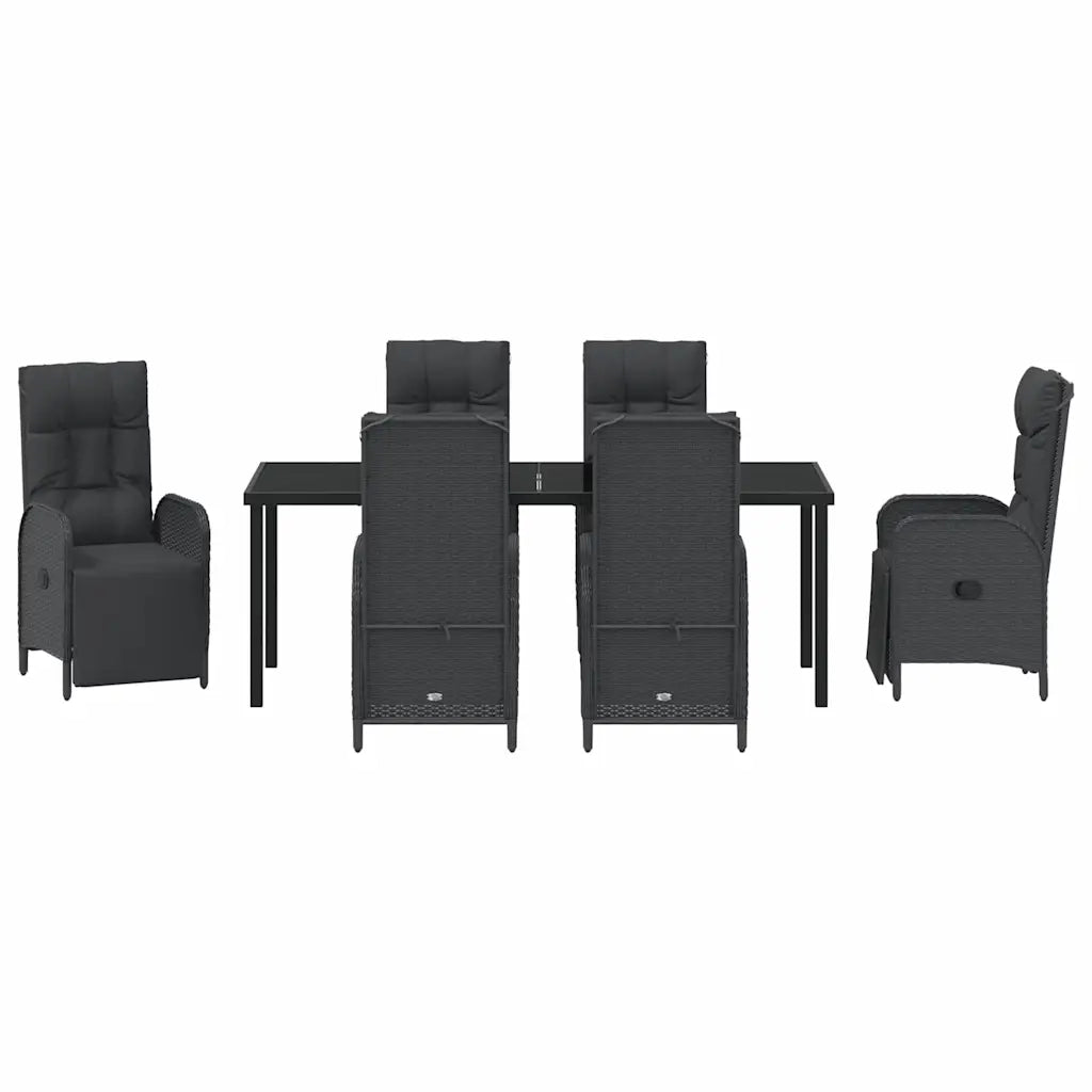 Set da Pranzo per Giardino con cuscino 7 pcs Nero polyrattan 3380125