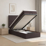 Letto ottomano con materasso Marrone Scuro 80 x 200 cm Tessuto 3457531