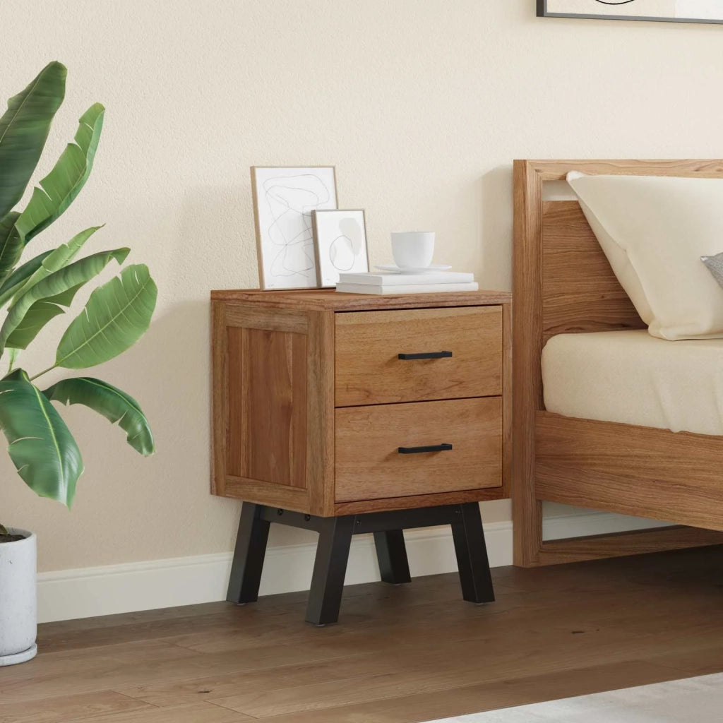 Comodino-Tavolino da notte Naturale 40 x 35 x 55 cm Legno di teak solido