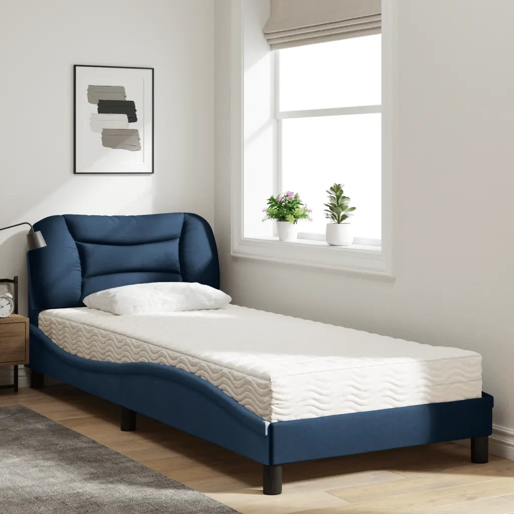 Letto con Materasso Hvar Blu 90x190 cm in Tessuto 3208505