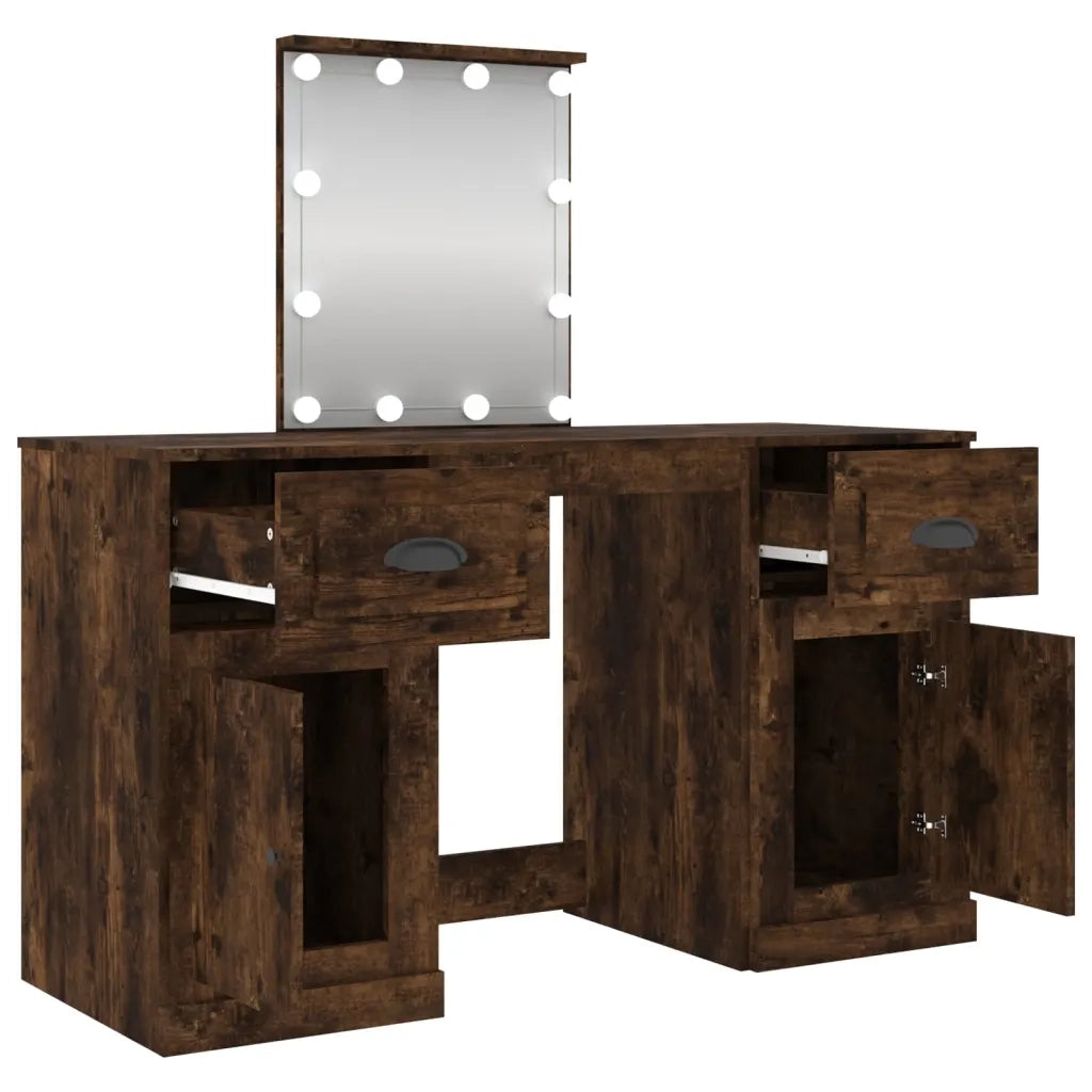 Toeletta con LED Rovere Fumo 130x50x132,5 cm 3185348