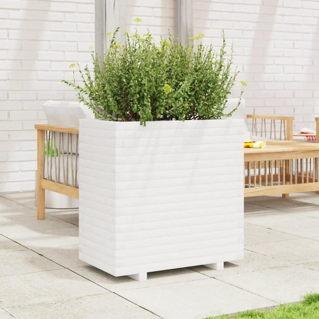 Fioriera da Giardino Bianca 70x40x72 cm Legno Massello di Pino 3282630