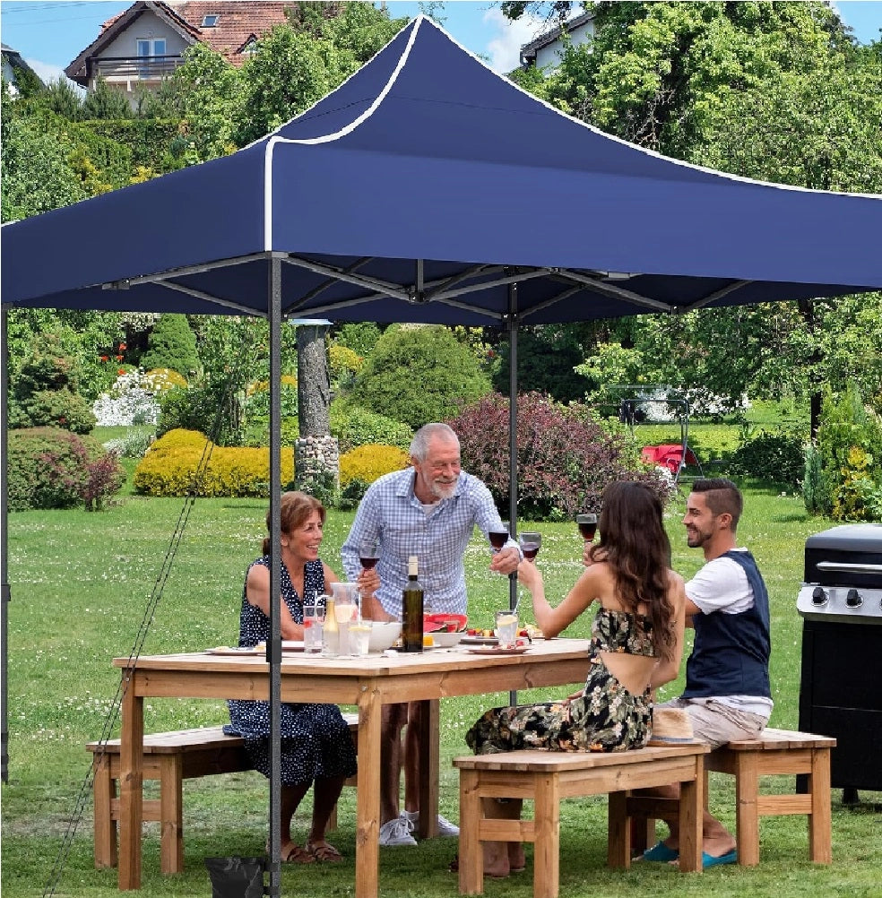 Gazebo 3x3 Pieghevole Impermeabile Richiudibile a Fisarmonica Professionale Blu