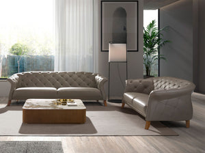 Divano Chester 3 posti in pelle grigia