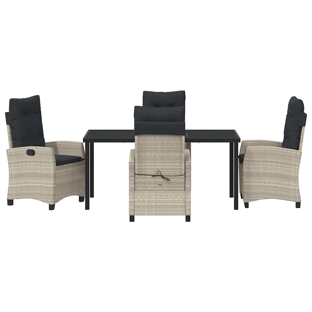 Set da Pranzo per Giardino 5 pcs Grigio chiaro polyrattan 3380410