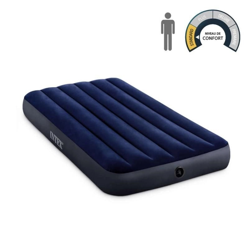 Intex 64757 DuraBeam Classic Downy Materasso gonfiabile singolo Fiber-Tech 99x191x25 cm 136 Kg colore Blu