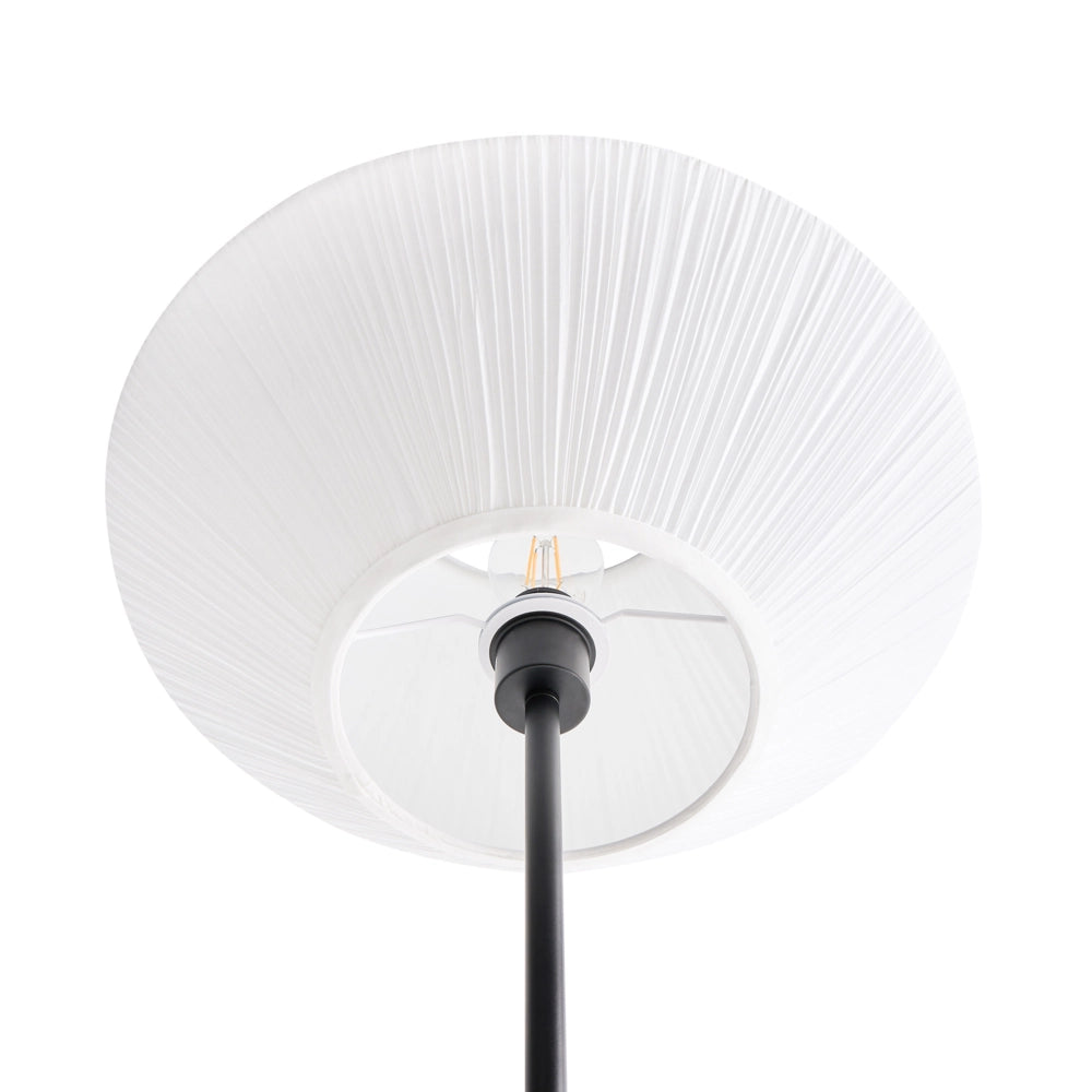 Lampada da terra moderna Base in ferro nero Paralume in tessuto Soggiorno Camera da letto Bianco