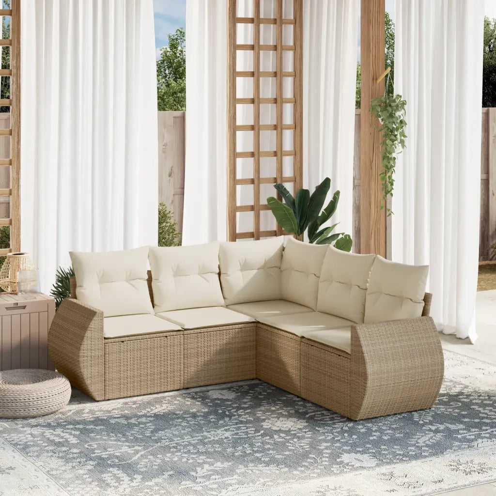 Set Divano da Giardino 5 pz con Cuscini Beige in Polyrattancod mxl 92724