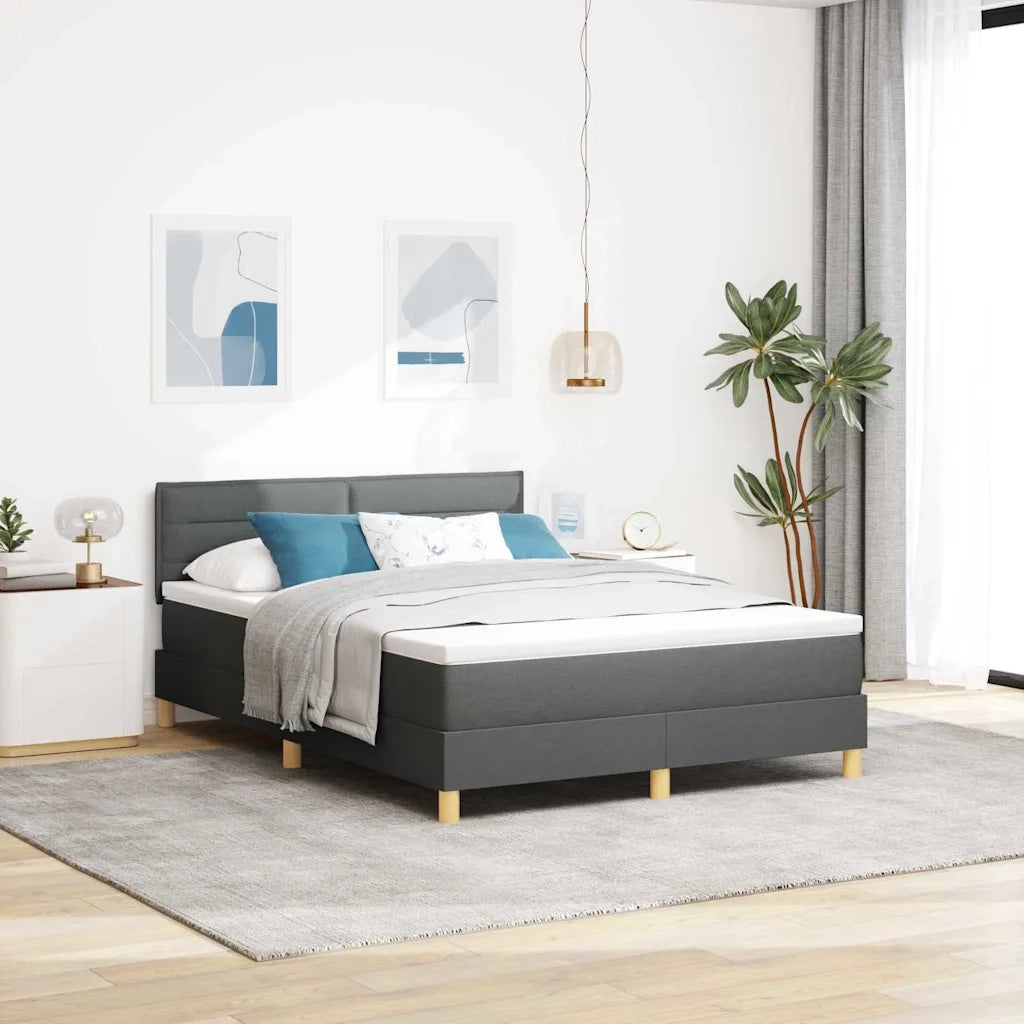 Letto a Sorgente LED Grigio scuro 140 x 190 cm Tessuto 3342360