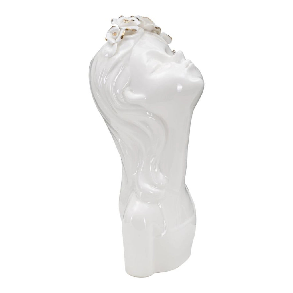 Vaso Decorativo Viso 33, Bianco, Porcellana, 10x14x26 cm