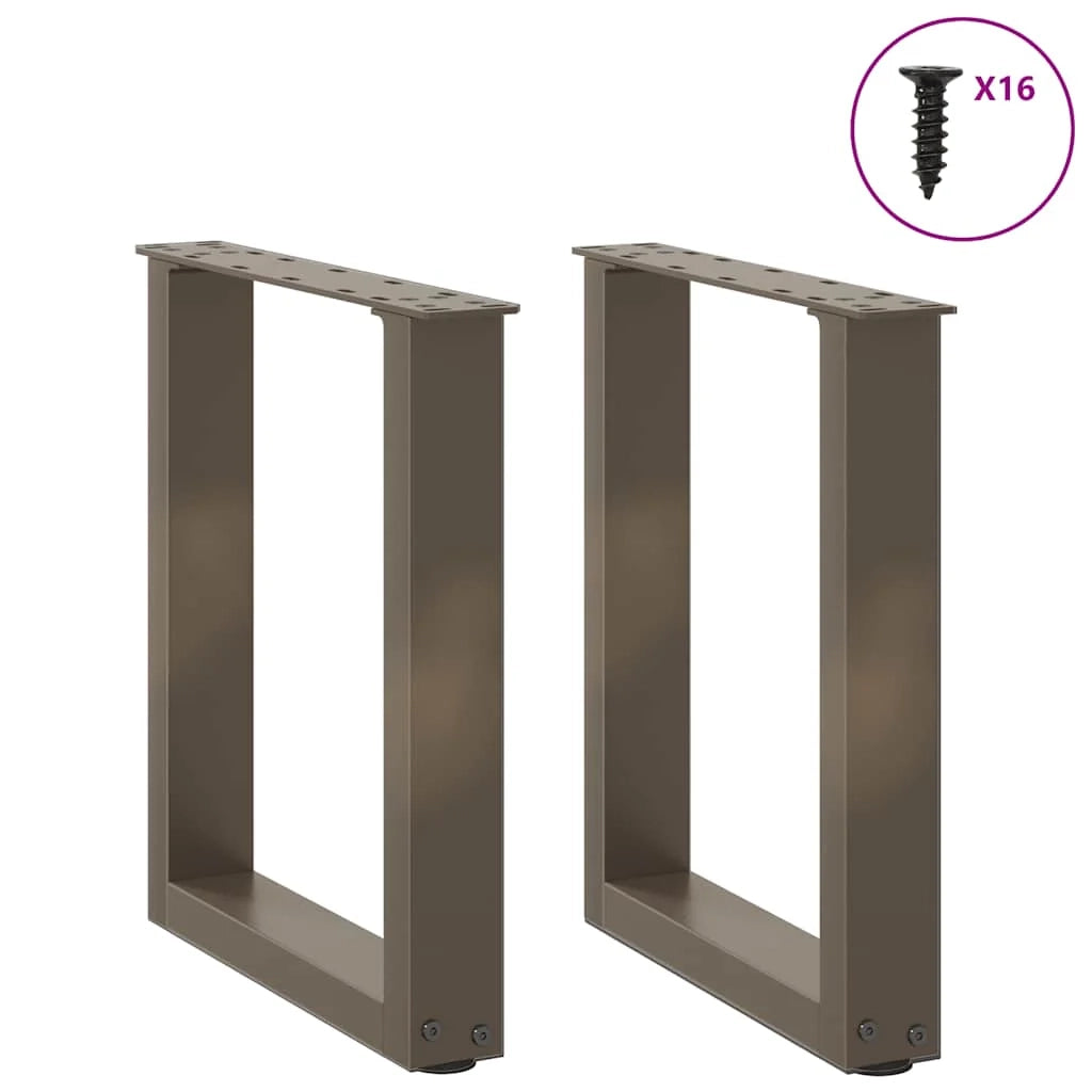 Set di 2 gambe per tavolino da caffè a forma di U 28 x 43 cm con piedini regolabili stile moderno acciaio naturale 02_0057391