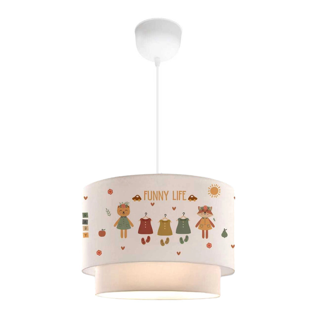 Lampada a Sospensione Lurgan per Cameretta Decorato con Animali Vestiti - Bianco lux.pro