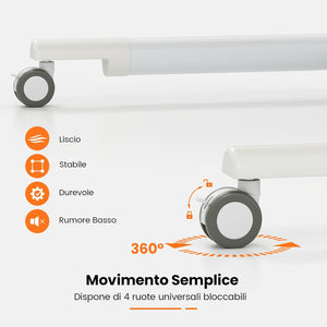 Scrivania Regolabile in Altezza a Forma di C, Scrivania con Ruote Bloccabili e Struttura in Metallo, Tvolo Portatile per Laptop e per Spazi Ridotti (Naturale)