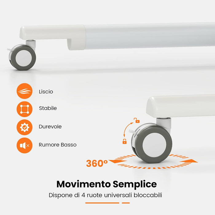 Scrivania Regolabile in Altezza a Forma di C, Scrivania con Ruote Bloccabili e Struttura in Metallo, Tvolo Portatile per Laptop e per Spazi Ridotti (Naturale)