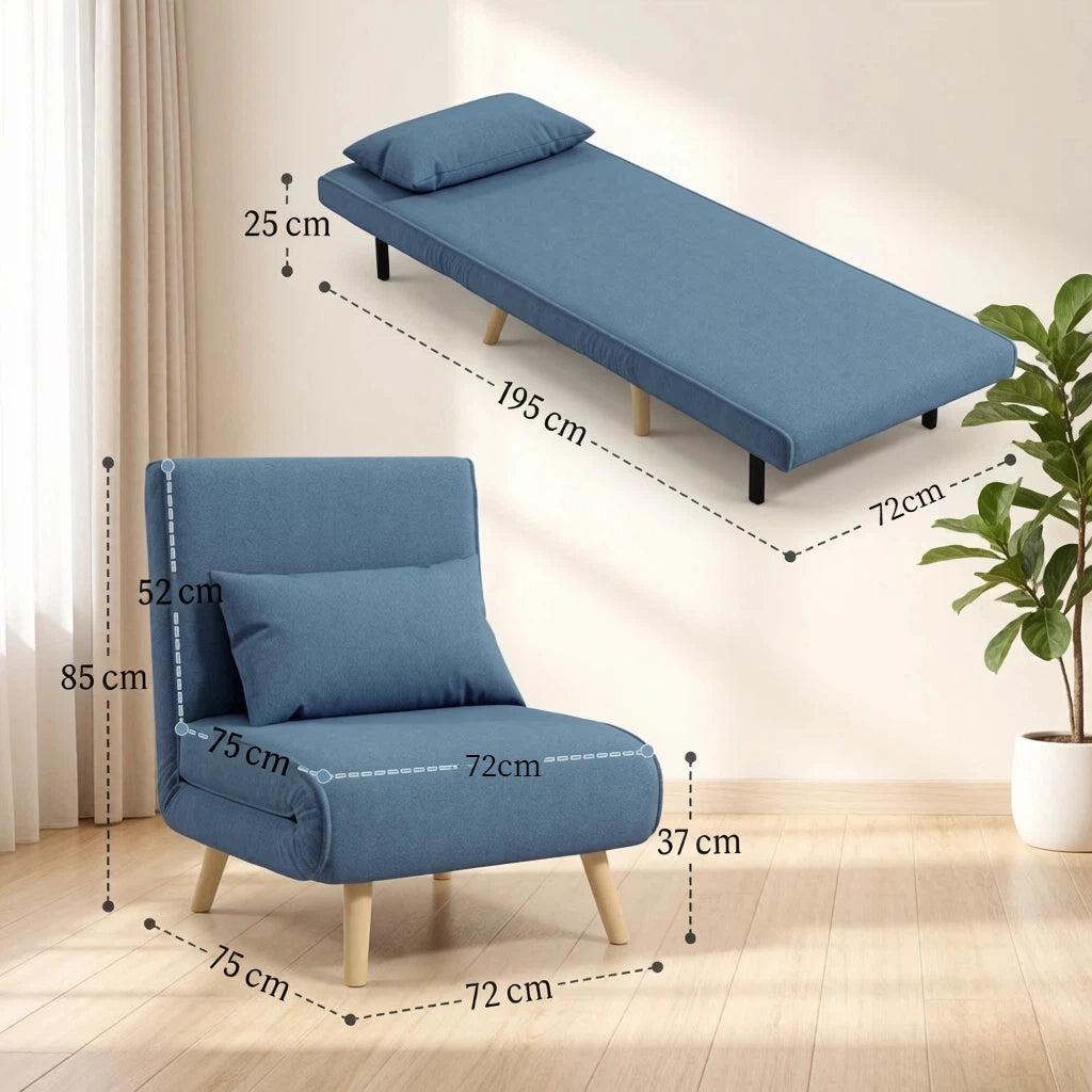 POLTRONA LETTO Convertibile 72x75x85 cm Blu