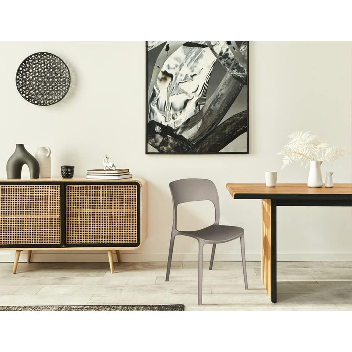 SEDIE IN POLIPROPILENE IMPILABILI 56x48x83cm TORTORA INTERNO-ESTERNO 6PZ MEB