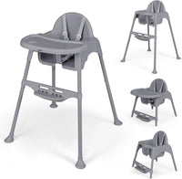 4 in 1 Seggiolone per Bambini, Seggiolone Papa con Vassoio Regolabile, Sedia da Terra per Bambini con Poggiapiedi, pert Bambini 6-36 Mesi (Grigio)