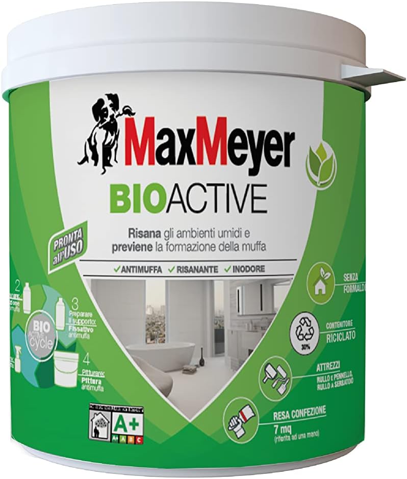 Idropittura Antimuffa per Interni BIOACTIVE A+, Colore Bianco, 0.75L