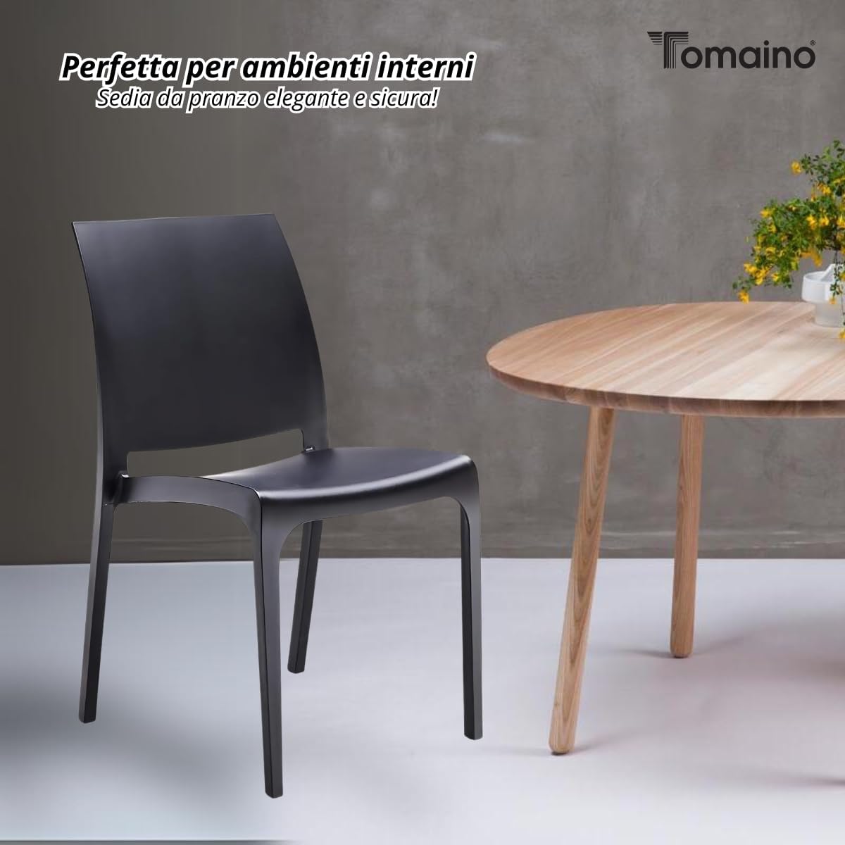 Sedie da Cucina in Plastica per uso Interno ed Esterno - Set di 6 Sedie Impilabili Volga bianco